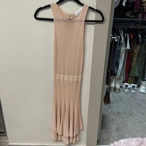 Ballerina pink drop waist sheer top midi dress